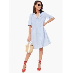 Tuckernuck Blue Swiss Dot Shirt Dress L